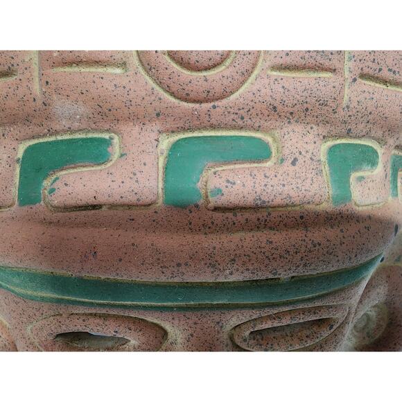Vintage Terracotta Clay Mask Aztec Mayan Style Wall Art 12” Handcrafted Mexico - Picture 5 of 11